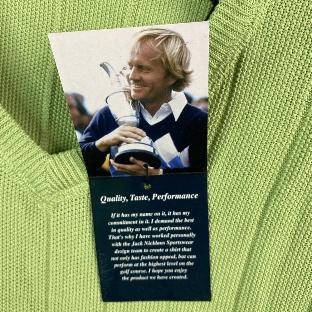 Jack Nicklaus Vest Men’s XL Lime Green 70% Silk, 30% Cotton Knit Golf Athleisure - Picture 8 of 10